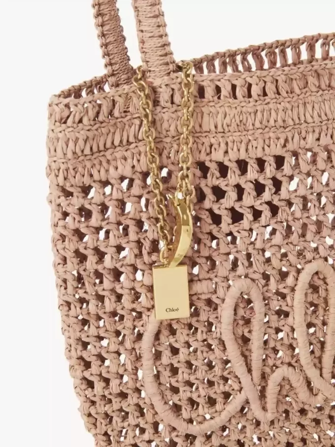 Bolso tote pequeño Summer Banana en rafia