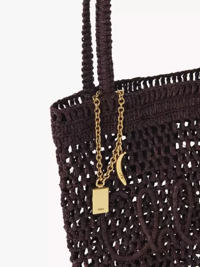 Bolso tote pequeño Summer Banana en rafia