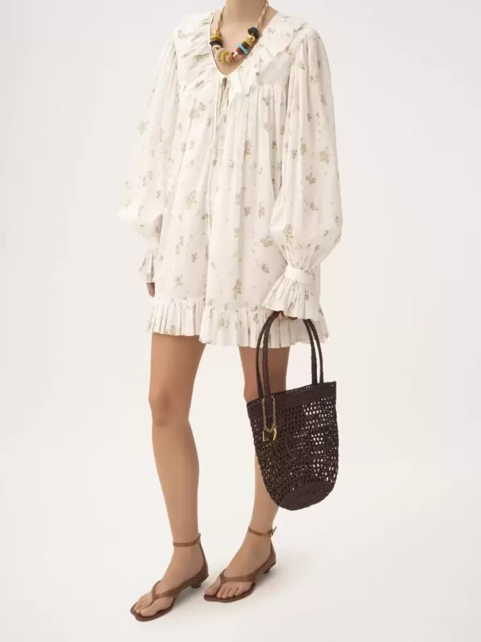 Bolso tote pequeño Summer Banana en rafia