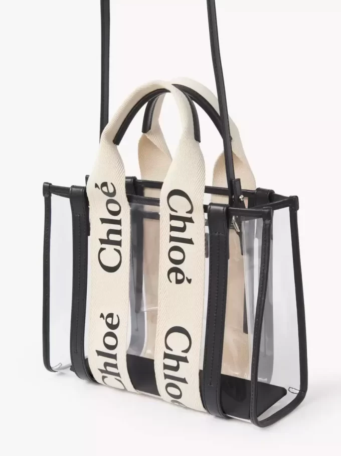 Bolso tote pequeño Woody en gelatina y cuero Bolso tote pequeño Woody en gelatina y cuero