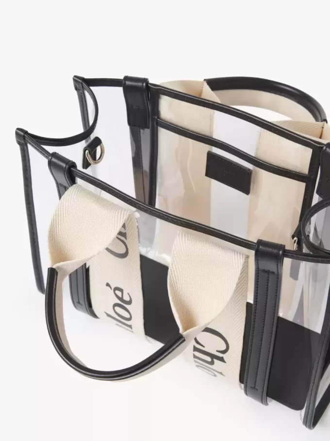Bolso tote pequeño Woody en gelatina y cuero Bolso tote pequeño Woody en gelatina y cuero