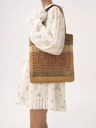 Bolso tote Summer Banana en rafia