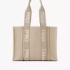 Bolso tote Woody en lino y piel