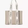Bolso tote Woody en lino y piel