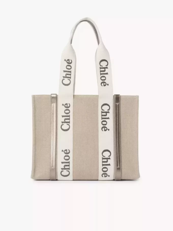 Bolso tote Woody en lino y piel