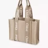 Bolso tote Woody en lino y piel