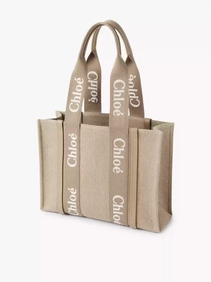 Bolso tote Woody en lino y piel