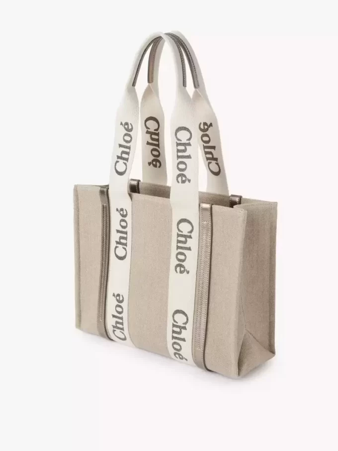 Bolso tote Woody en lino y piel