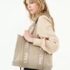 Bolso tote Woody en lino y piel