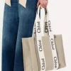 Bolso tote Woody en lino y piel