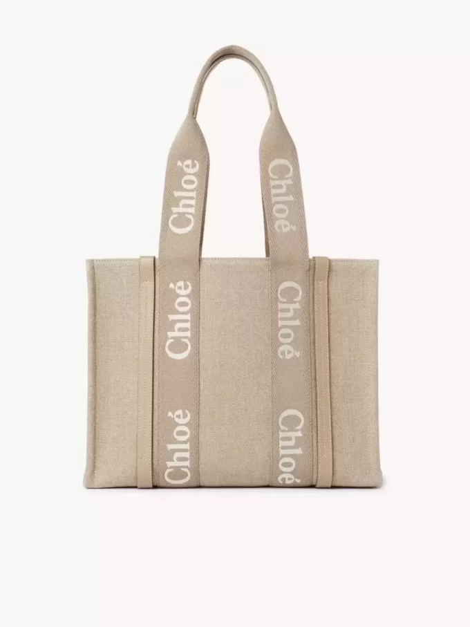 Bolso tote Woody en lino y piel