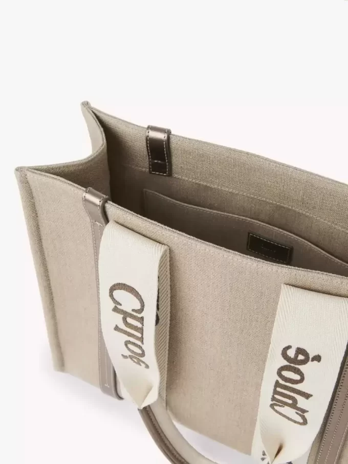 Bolso tote Woody en lino y piel