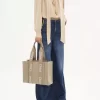 Bolso tote Woody en lino y piel