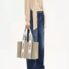 Bolso tote Woody en lino y piel