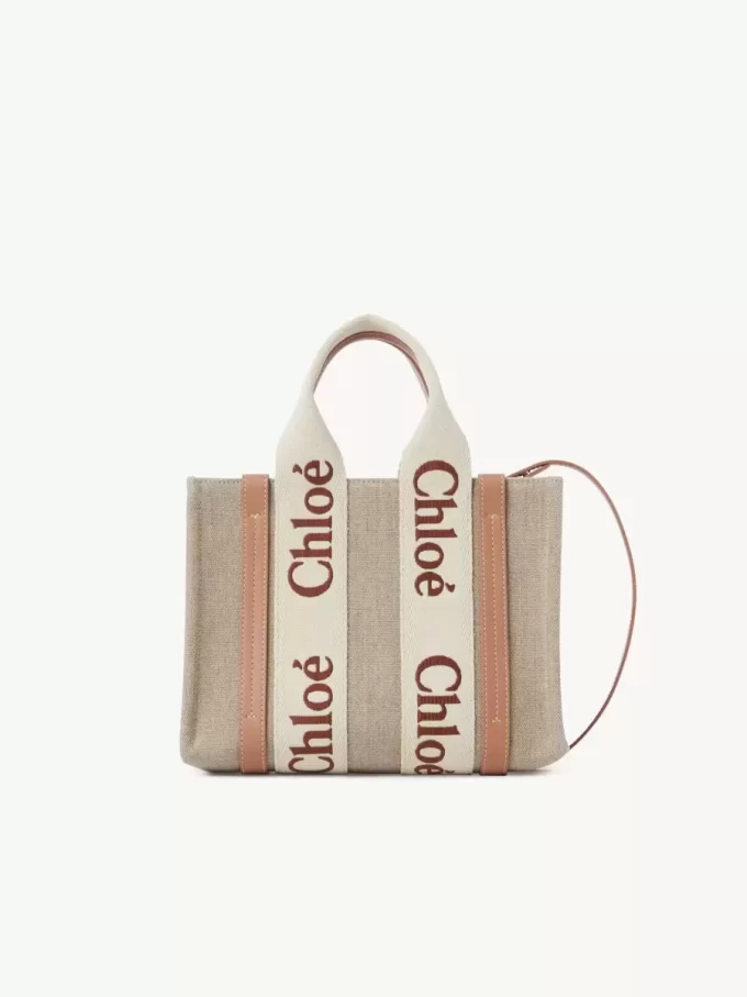 Bolso tote Woody pequeño en lino Bolso tote Woody pequeño en lino