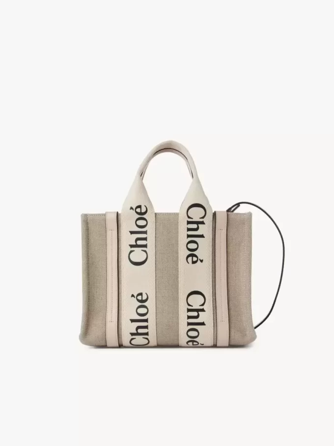 Bolso tote Woody pequeño en lino Bolso tote Woody pequeño en lino