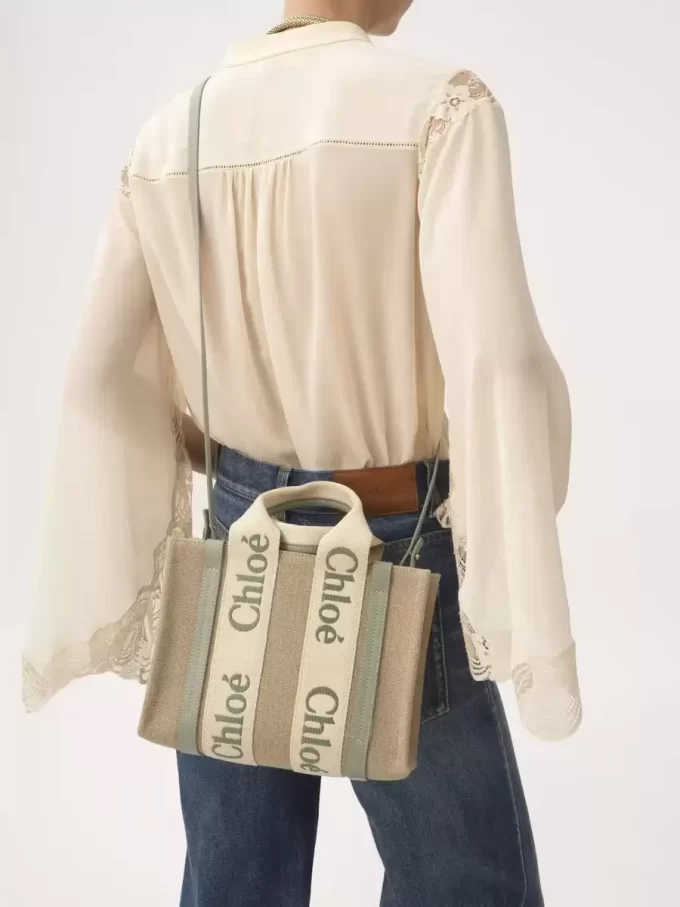 Bolso tote Woody pequeño en lino Bolso tote Woody pequeño en lino