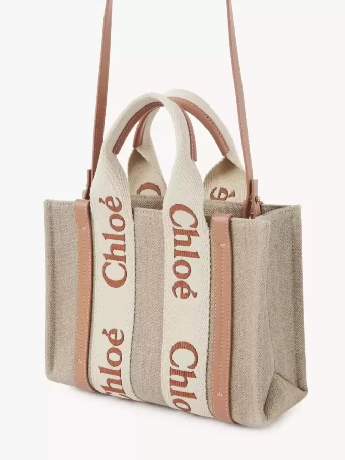 Bolso tote Woody pequeño en lino Bolso tote Woody pequeño en lino