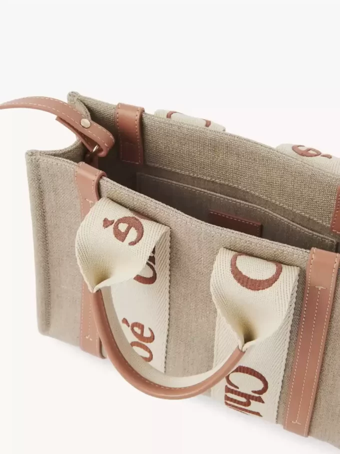Bolso tote Woody pequeño en lino Bolso tote Woody pequeño en lino