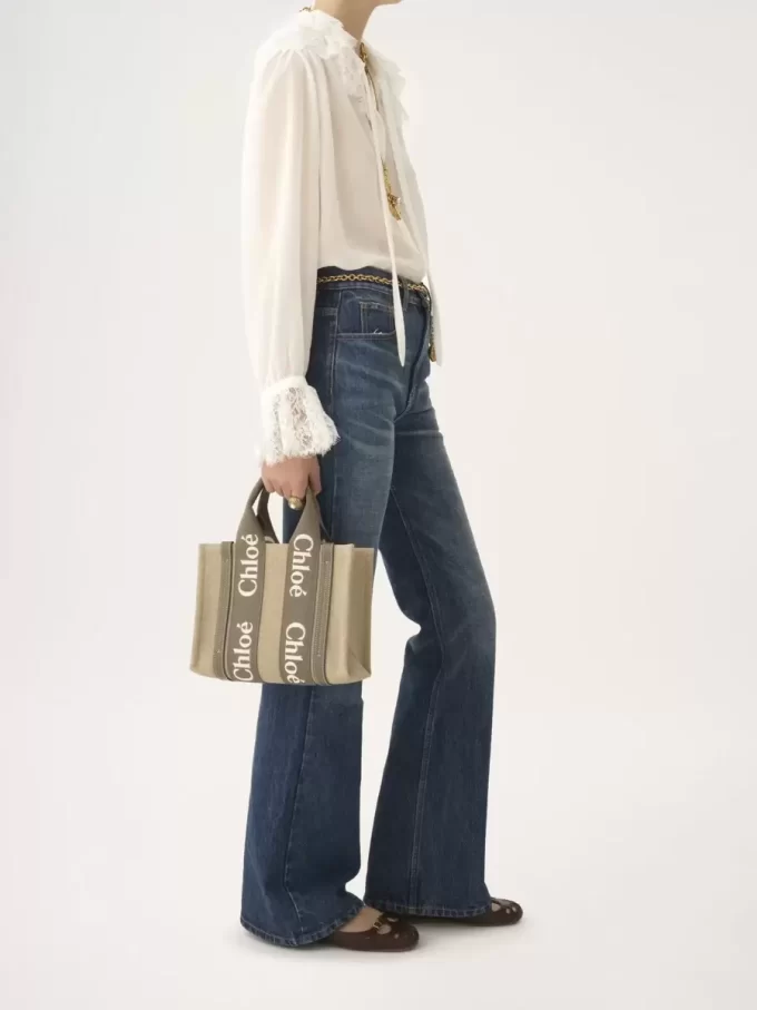 Bolso tote Woody pequeño en lino Bolso tote Woody pequeño en lino