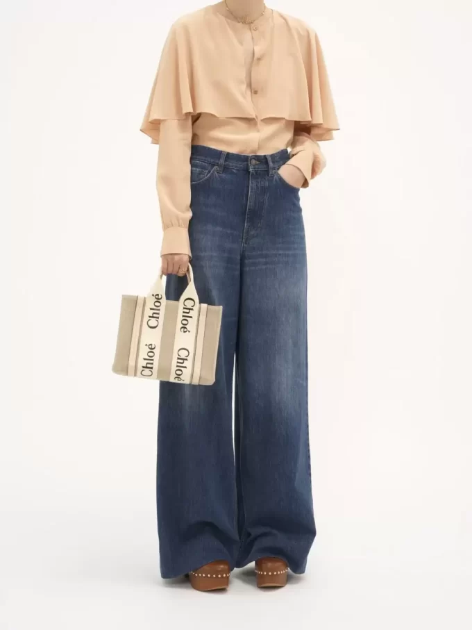 Bolso tote Woody pequeño en lino Bolso tote Woody pequeño en lino