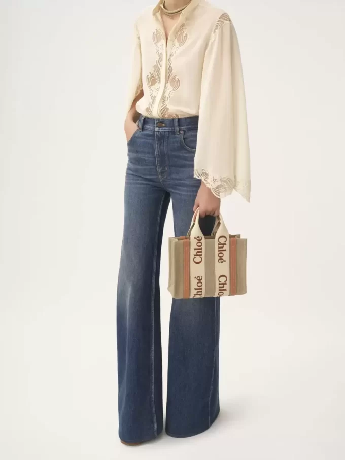 Bolso tote Woody pequeño en lino Bolso tote Woody pequeño en lino
