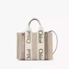 Bolso tote Woody pequeño en lino y piel Bolso tote Woody pequeño en lino y piel