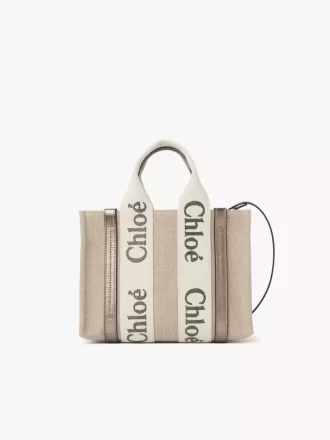 Bolso tote Woody pequeño en lino y piel