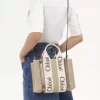 Bolso tote Woody pequeño en lino y piel Bolso tote Woody pequeño en lino y piel