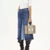 Bolso tote Woody pequeño en lino y piel Bolso tote Woody pequeño en lino y piel