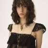 Bralette con volantes en muselina de seda y encaje Bralette con volantes en muselina de seda y encaje