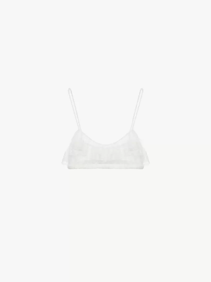 Bralette de tirantes finos con volantes en encaje bordado