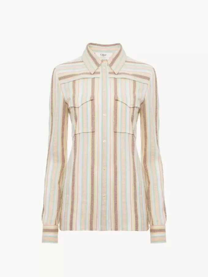 Camisa entallada de crepé de algodón
