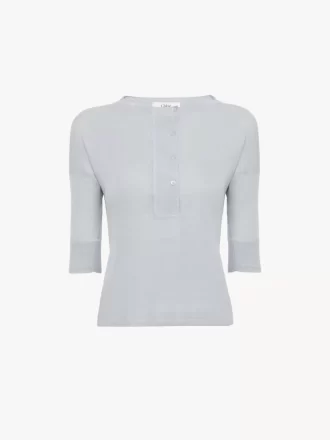 Camisa Henley de manga corta en punto de lino y seda