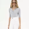 Camisa Henley de manga corta en punto de lino y seda Camisa Henley de manga corta en punto de lino y seda