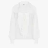 Camisa lavallière bordada de popelina de algodón