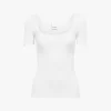 Camiseta ajustada de cuello redondo en algodón
