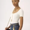 Camiseta ajustada de cuello redondo en algodón