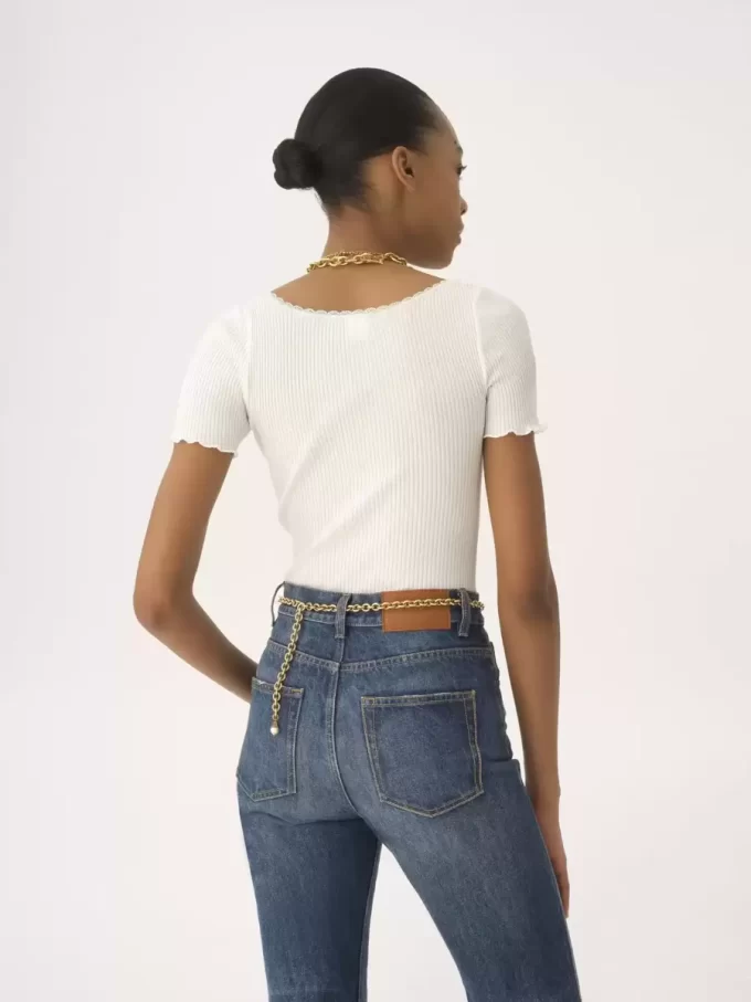 Camiseta ajustada de cuello redondo en algodón
