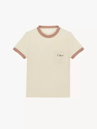 Camiseta de cuello redondo con logotipo en jersey de algodón