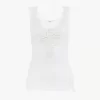 Camiseta de tirantes ajustada en jersey de algodón y guipur Camiseta de tirantes ajustada en jersey de algodón y guipur