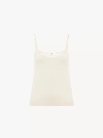 Camiseta de tirantes finos en punto de lana superfina