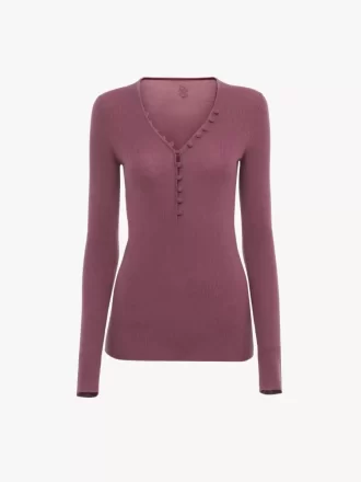 Camiseta henley de punto de lana merino