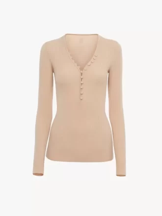 Camiseta henley de punto de lana merino