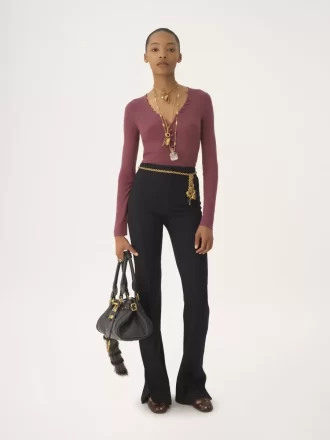 Camiseta henley de punto de lana merino