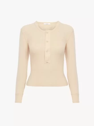 Camiseta henley en jersey de algodón