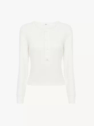 Camiseta henley en jersey de algodón