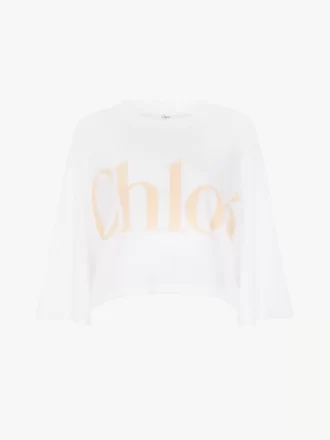 Camiseta oversize con logo recortado en jersey de algodón