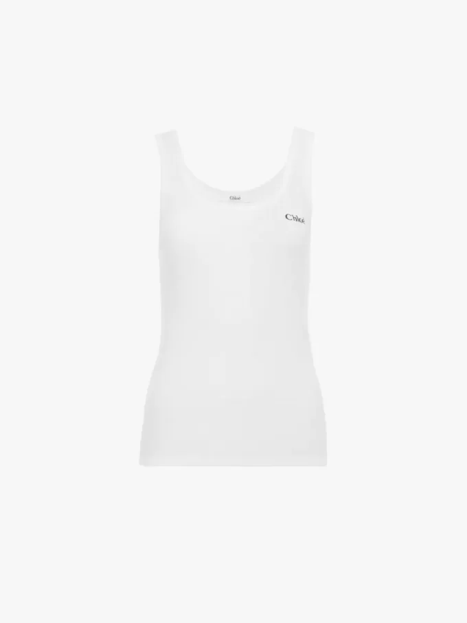 Camiseta sin mangas con logotipo en jersey Camiseta sin mangas con logotipo en jersey