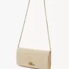 Cartera con solapa y cadena Chloé Iconic en fibras efecto rafia